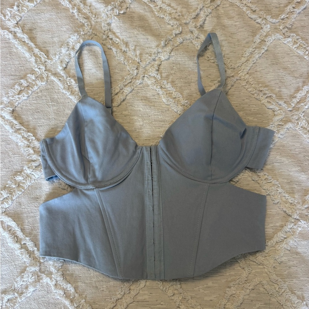 Garage Longline Underwire Top in Light Blue Gray